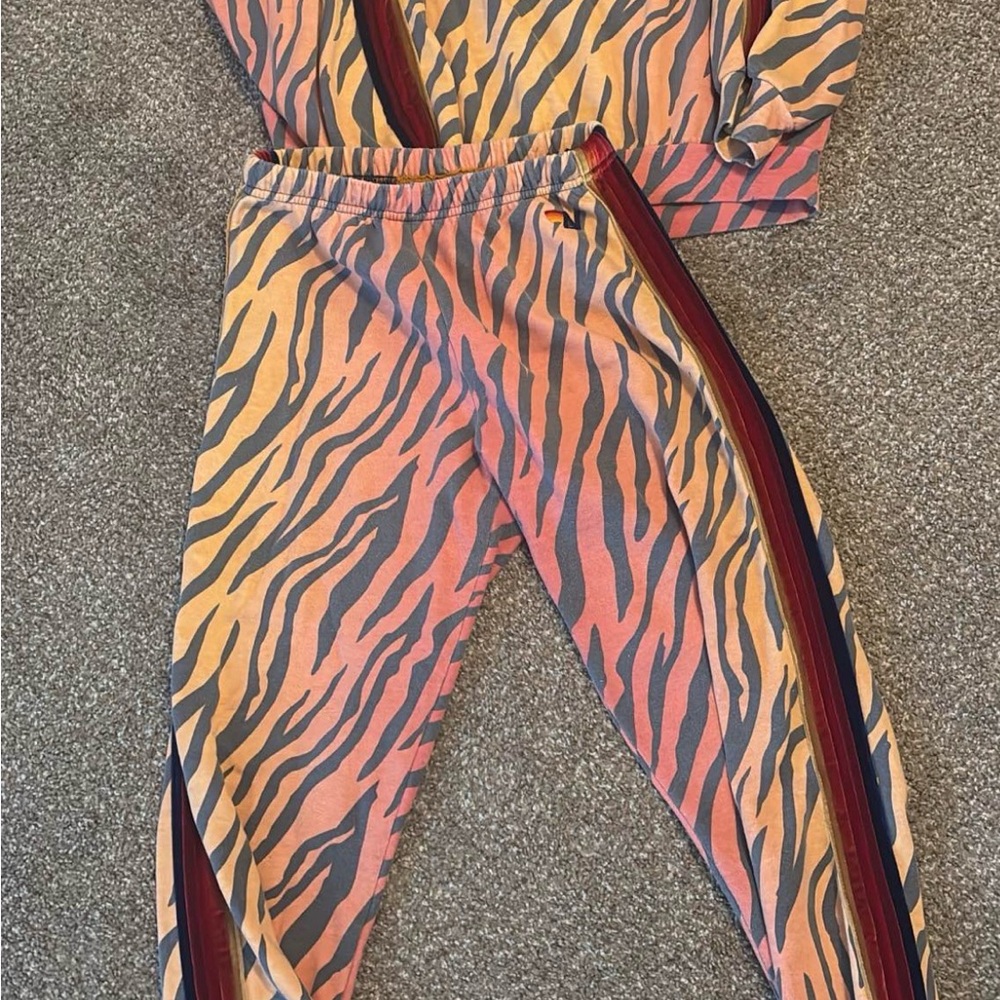 Aviator Nation Zebra Print Track Pants - Orange and Black